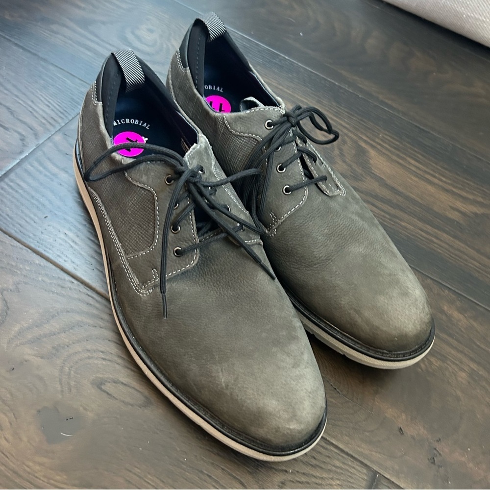 Dockers Cabot Taupe Grey Leather Oxford Shoes Size 11
